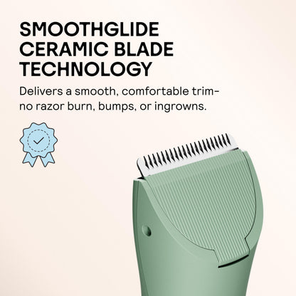 MERIDIAN The Trimmer Original - Body Hair Trimmer for Men, Electric Shaver for Pubic Hair, Chest, Legs & Bikini, Waterproof & Rechargeable, Sage