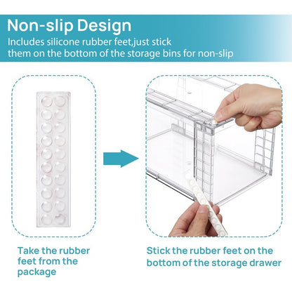 Vtopmart 2Pack Large Stackable Pantry Storage Drawers, Clear Organizer Bins with Handles, Acrylic Drawer Organizers for Kitchen, Pantry, Bathroom Undersink, Cabinet Organization and Storage