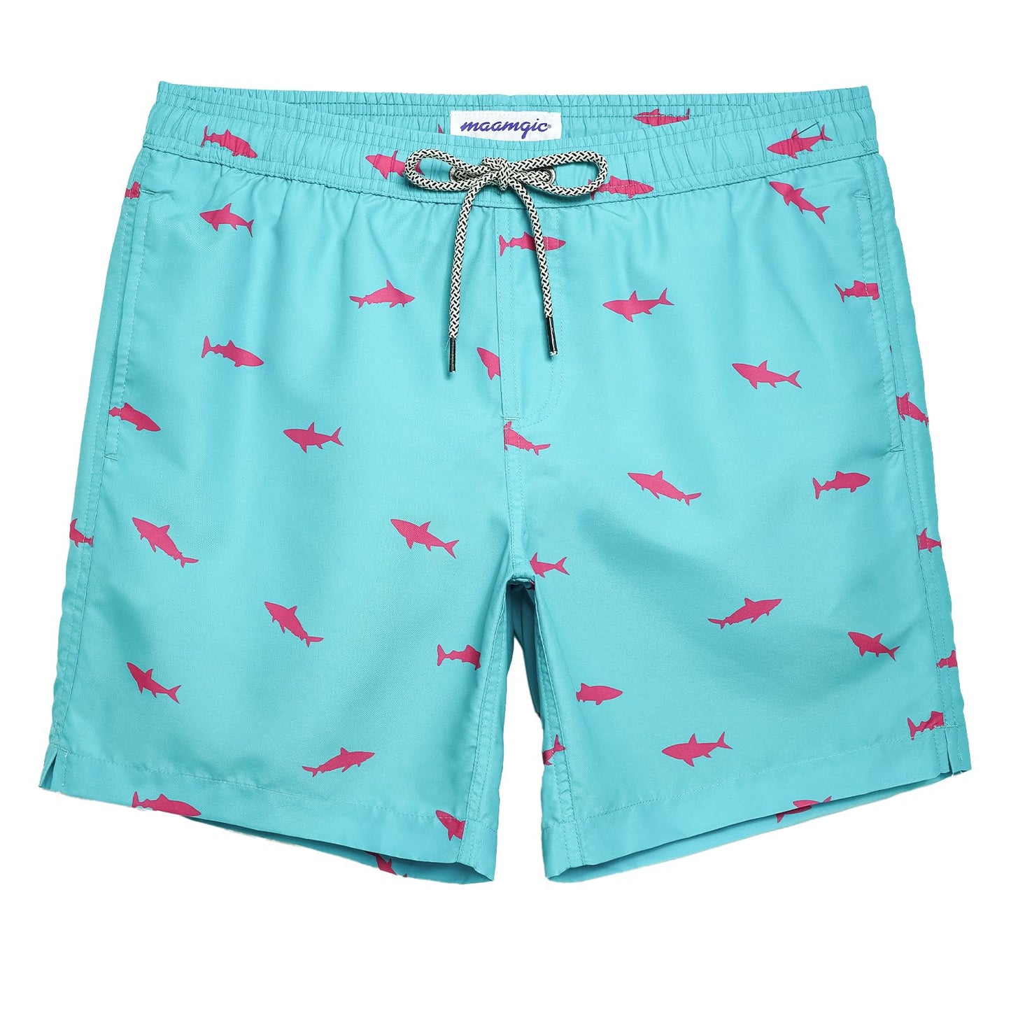 maamgic Mens Swim Trunks Quick Dry Swim Shorts with Mesh Lining Funny Swimwear Bathing Suits 7inch Acid Blue Small
