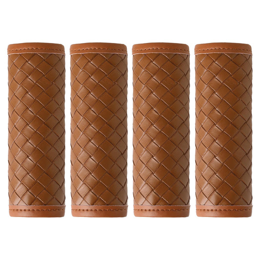 KEVANCHO Leather Luggage Handle Wraps for Suitcase, 4 Pack Luggage Handle Cover Identifiers Tags Markers for Travel Accessories (Brown)