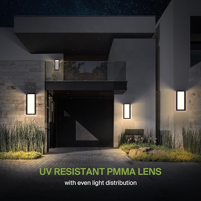 ASD LED 14" Outdoor Wall Light, Front Door House Sconce | 3CCT, Dimmable, Waterproof, ETL Listed | 20W 1900LM 3000-5000K 120V | Exterior Patio Lighting Fixture, Flush Mount Porch Lamp | Dark Bronze
