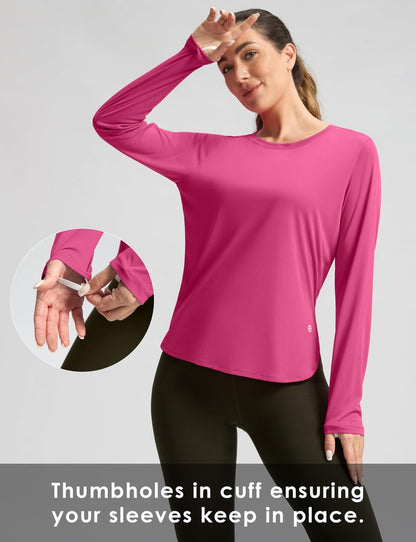 Women's Sun Shirts UPF 50+ Long Sleeve UV Protection Shirt Lightweight Quick Dry Workout Hiking Tops for Women(Granita Pink,XL)