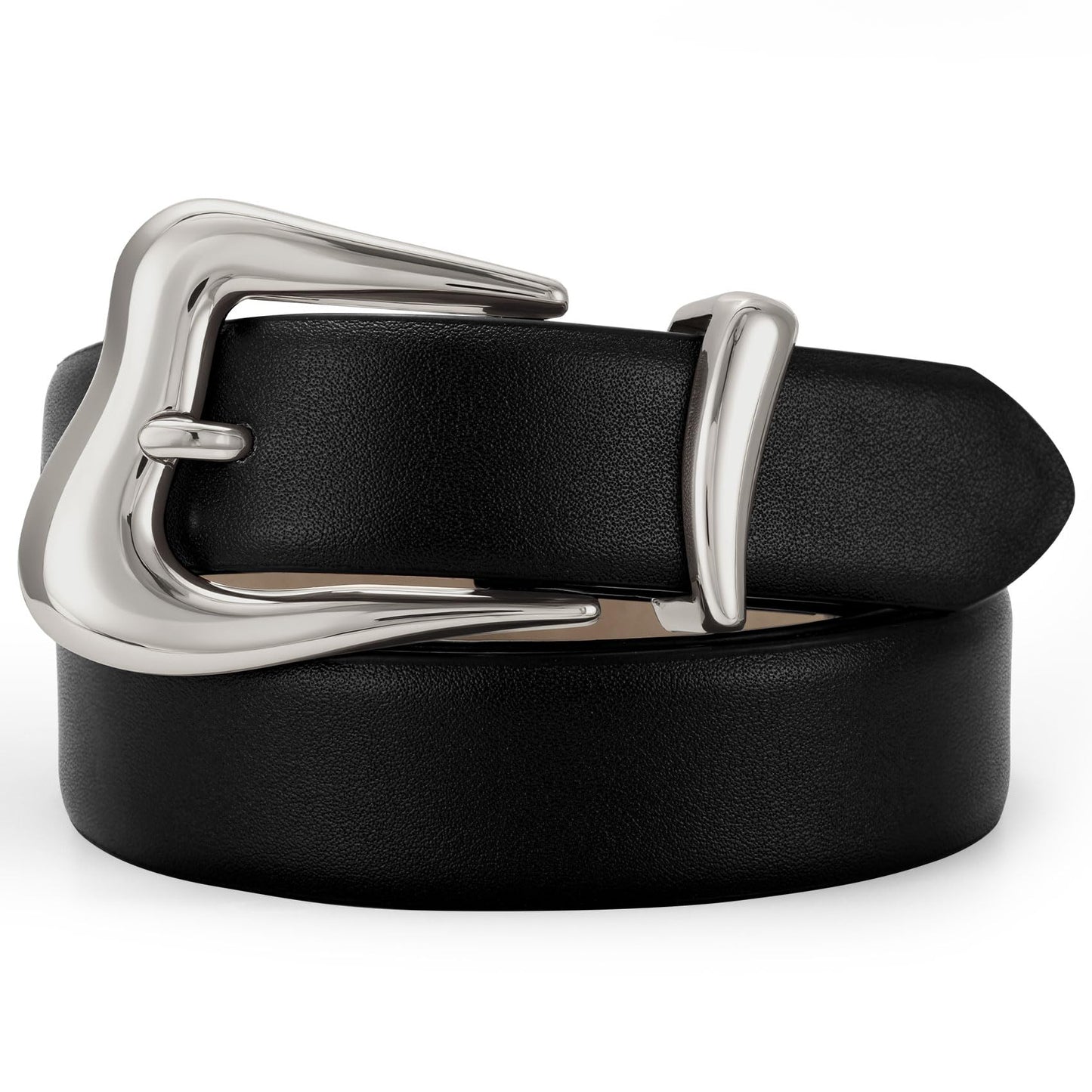 TRIWORKS Women's Belts for Jeans Pants Sliver Buckle Fashion Waist Belts for Ladies Leather Belts
