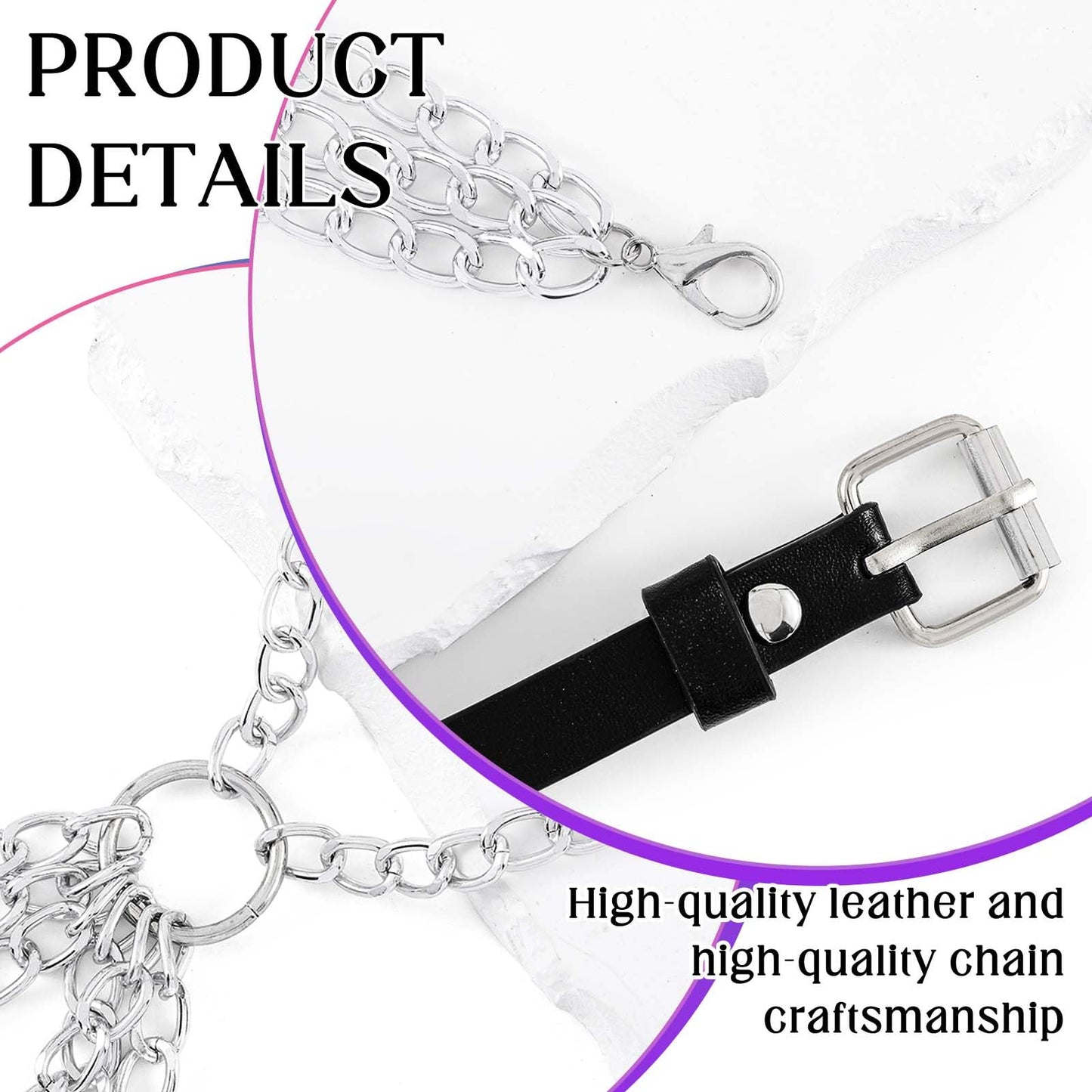ELABEST Leather Body Chain Punk Chest Chain Layered Gothic Jewelry for Women