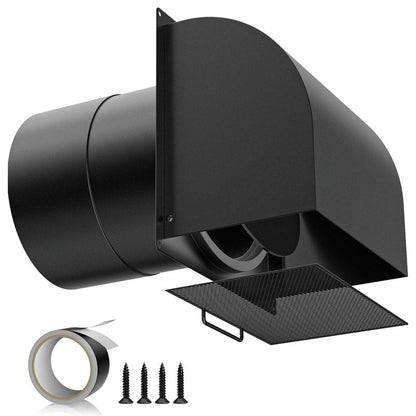 [Upgraded] Hon&Guan 6 Inch Hooded Wall Vent with Magnetic Seal Flap and Removable Mesh, Arc-Shaped 6'' Exhaust Vent Cover Cap for Kitchen Range Hood/Dryer/Bathroom Exhaust(Galvanized Steel, Black)