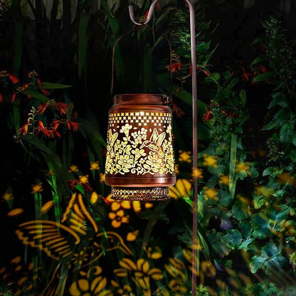 Outdoor Solar Lanterns Hummingbird Decor, Nelyeqwo Waterproof Hanging Solar Lights Gifts for Women Men Metal Lantern Decor for Garden Patio Lawn Porch Backyard Tabletop Pathway Landscape