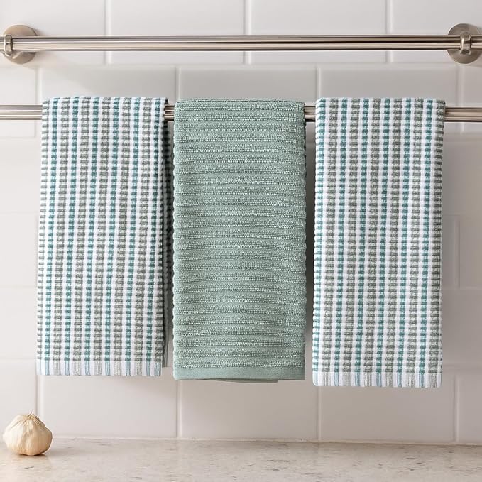 Serafina Home Sage Green Kitchen Dish Towels- Set of 3 100% Cotton Soft