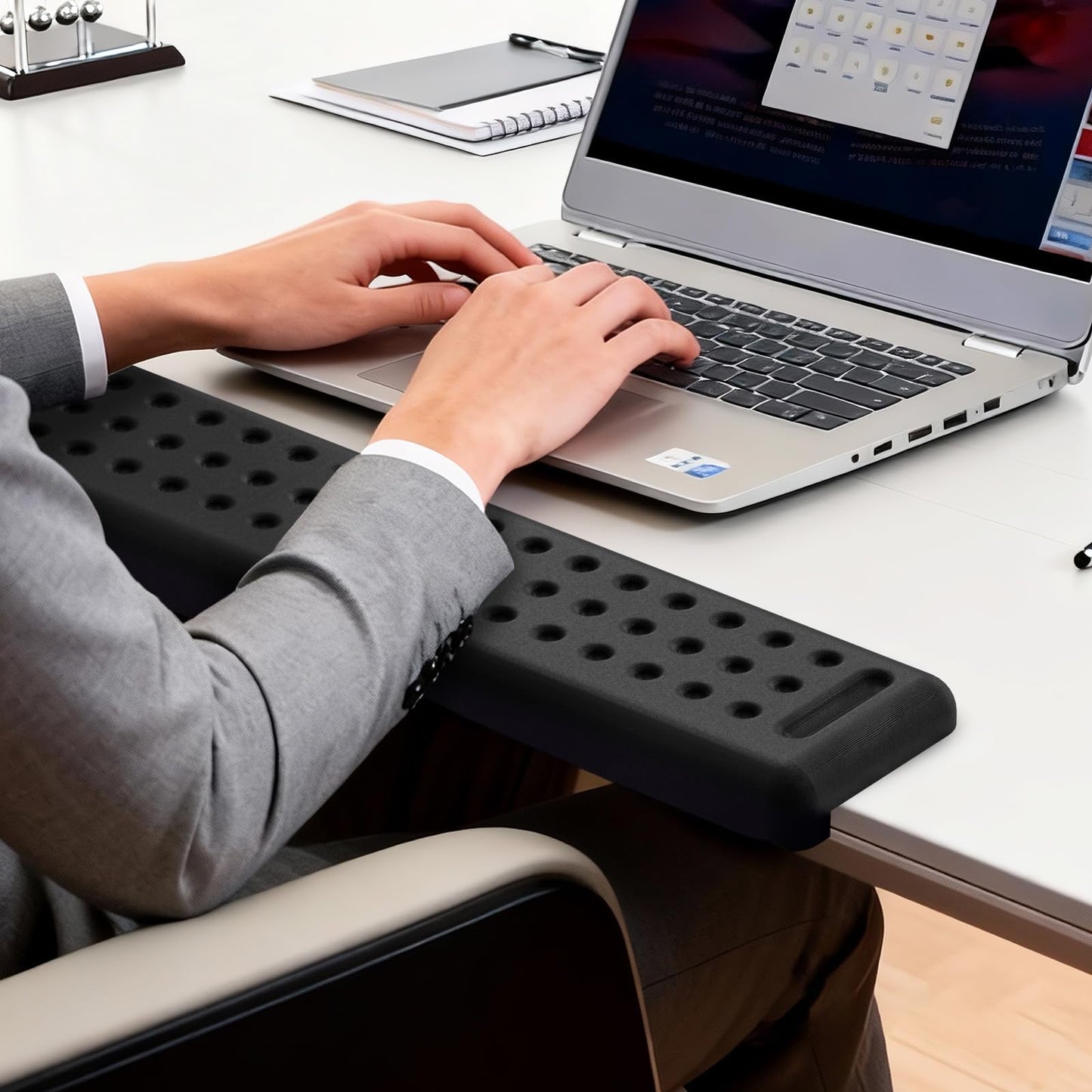 Leolee L-Shaped Desk Long Wrist Rest Elbow 60CM, Black Memory Foam Arm Rest for Desk with Non-Slip Base, Ergonomic Desk Edge Cushion, Wrist Support for Computer Keyboard, Typing, Office, Home