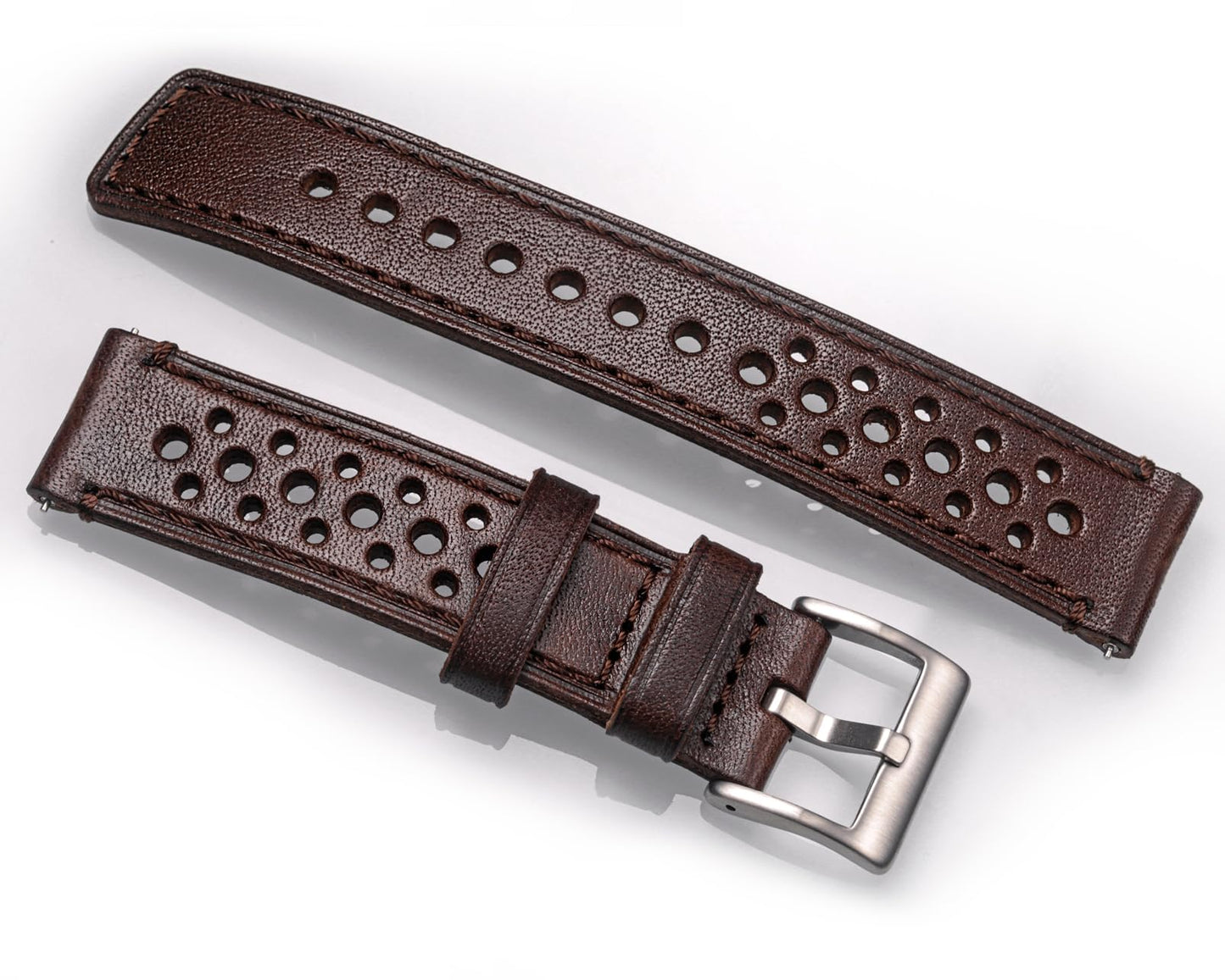 Quick Release Watch Band, Genuine Perforated Leather Watch Strap - Replacement 18 20 22 24mm Watch Bands for Women & Men - Stainless Steel Buckles - Compatible with Regular & Smart Watch Bands