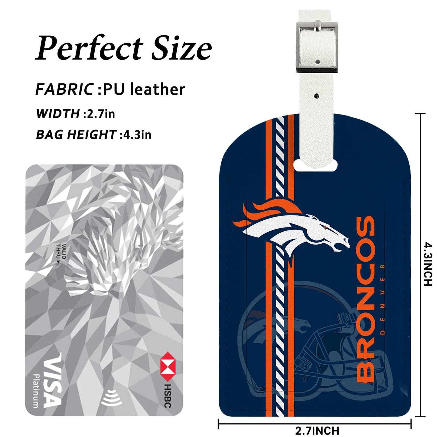 AYYQHC 2 Pack Leather Football Sport Fan Luggage Tag for Suitcase and Bag，White Blue Design Travel Suitcase and Bag Tag with Privacy Flap Address Labels