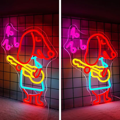 Guitar Dachshund Dog Neon Sign,Dimmable Neon Signs for Wall Decor,Dogs Neon Light Dachshund USB Led Sign for Pet Shop Bedroom Party Decor, Dachshund Dog Gifts