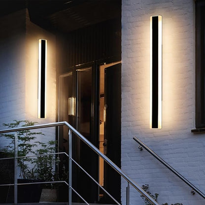 2 Pack Long Outdoor Wall Light, 47.2inch Modern Wall Sconce, 3000K Warm White, IP65 Waterproof, White Acrylic, 42W Minimalist Exterior Light Fixture for Garage, Patio, Porch, Garden