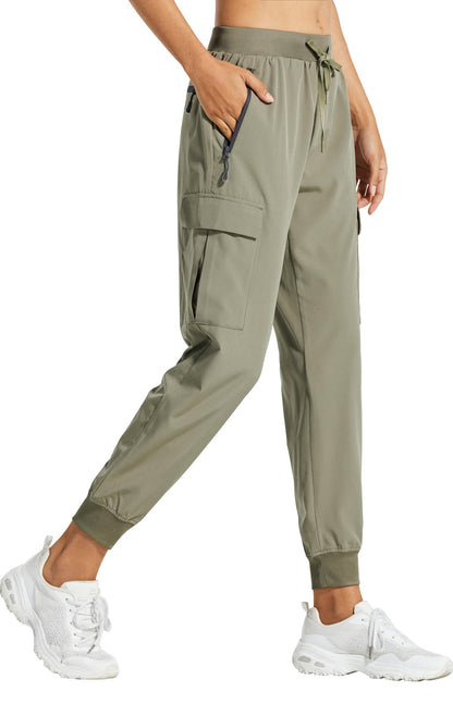 Libin Women's Cargo Joggers Lightweight Quick Dry Hiking Pants Athletic Lounge Casual Travel, Silver Sage XS