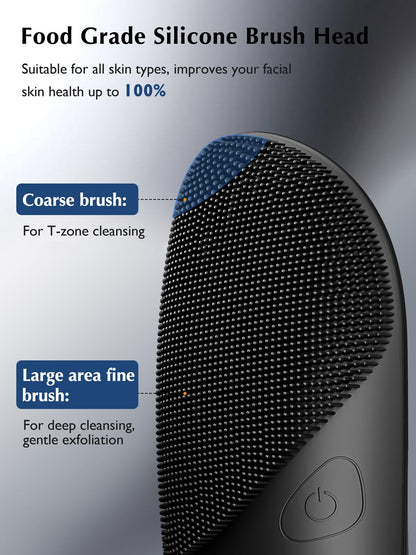 COSLUS Face Scrubber Facial Cleansing Brush: Silicone Portable Waterproof Rechargeable Face Wash Brush, 4 Cleansing Modes, Electric Face Exfoliator for Men Women Cleaning, Exfoliating, Massaging