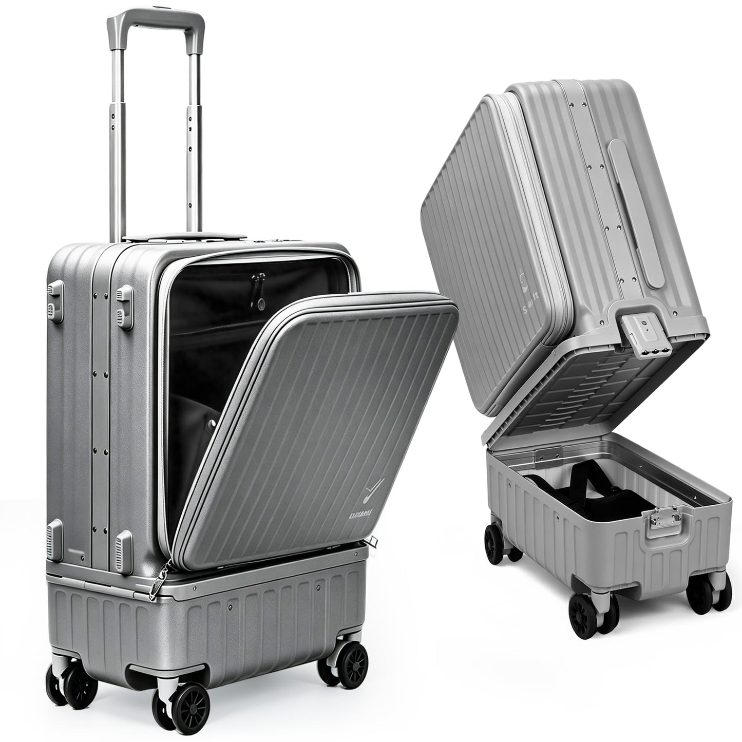 Solaraft Carry On Luggage with Shoe Compartment, 22x14x9 Airline Approved Lightweight Duffle Suitcase Wet Dry Separation, 20 Inch Spinner for Gym Swim Beach Weekend Sports Travel Men Women (Grey)
