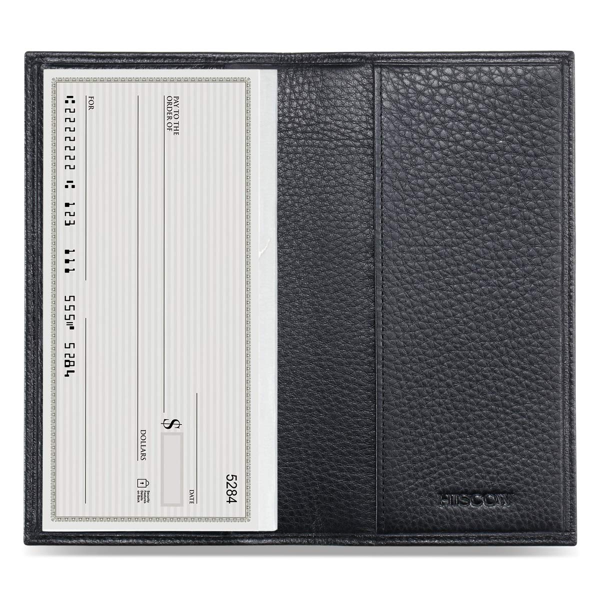 HISCOW Duplicate Checkbook Cover for Men & Women - Full Grain Leather (Pebbled Black)