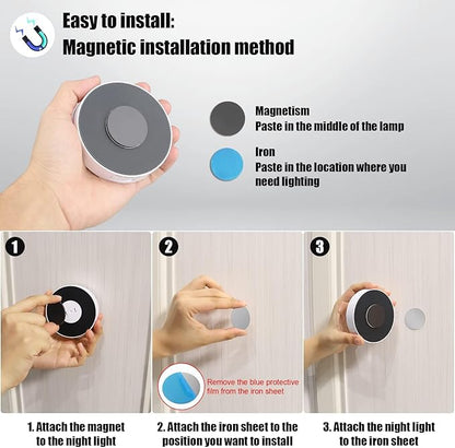 14 LEDs Motion Sensor Light Indoor, 6 Pack Upgraded Night Light USB Rechargeable, 3 Light Modes & Long Last Battery, Cordless Magnetic Nightlight for Bedroom, Closet, Hallway - Warm White