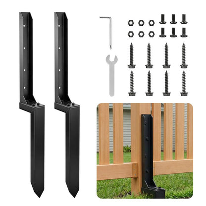 Saker Neo Fence Post Repair Kit – Heavy Duty Steel Fence Post Anchor for Leaning or Broken Posts, Fence Post stabilizer with Screws & Tool,32inch(2 pcs)