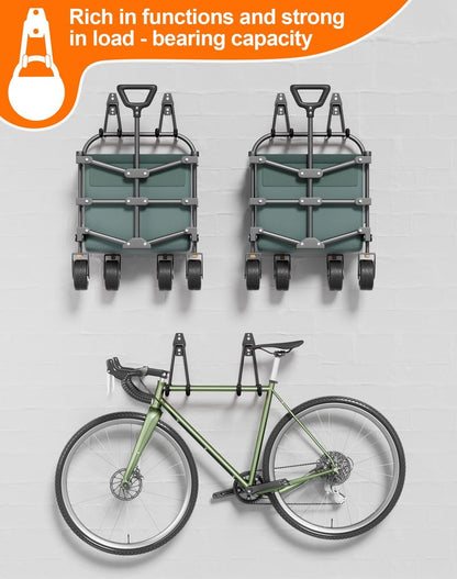 QcoQce 14 Pack Garage Hooks Heavy Duty with 2 Extension Cord Straps,Garage Storage Hooks, Wall Mount Hooks, Garage Organization and Tool Hangers for Bike, Ladder, Ropes and Garden Tools
