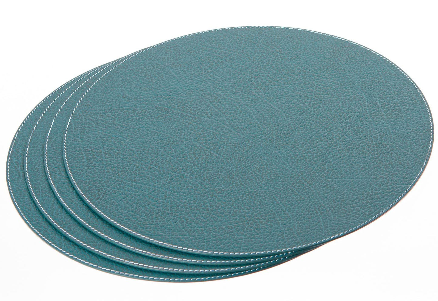 Nikalaz Round Placemats Set (Pack of 4) Recycled Leather Table Mats 15 inches, Kitchen Dining Table Decor by Nikalaz (Petroleum Green)