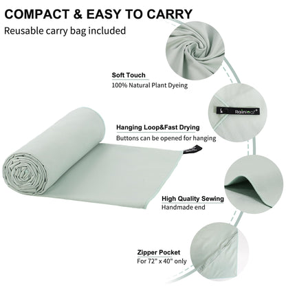 Rainleaf Microfiber Towel Perfect Travel & Gym & Camping Towel. Quick Dry - Super Absorbent - Ultra Compact - Lightweight. Suitable for Trip, Beach, Shower, Backpacking, Pool