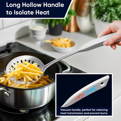 5 Pcs Newness Cooking Utensils Set, 304 Stainless Steel Kitchen Utensils Set, Metal Kitchen Accessories, Include Soup Ladle, Slotted Skimmer Spoon, Spaghetti Spoon and Spatula, Dishwasher Safe