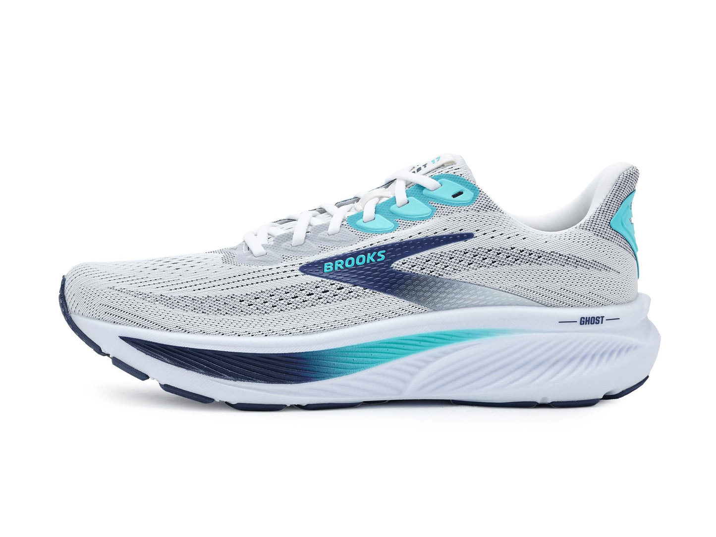 Brooks Men's Ghost 17 White/Beacon Blue/Ipanema 12 Medium