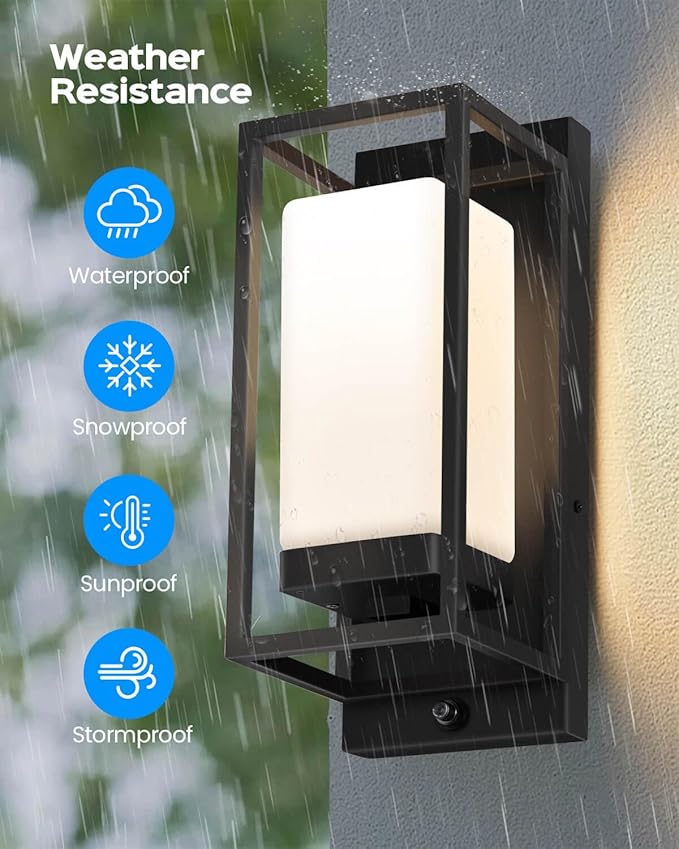 SHIMR Smart Outdoor Wall Lights 2 Pack, WiFi RGB Color Changing Sconce 2700K–6500K Tunable White, Dusk to Dawn Outdoor Light Fixture with E26 Base for House Porch Garage, Work with Alexa & Google