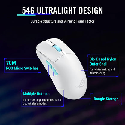 ASUS ROG Harpe Ace Extreme Wireless Esports Gaming Mouse – Carbon Fiber Build, 47g Lightweight, Tri-Mode Connectivity, 42K DPI, up to 70Hr Battery, Glass Skates, Pro-Approved, PC/Mac Support - Black
