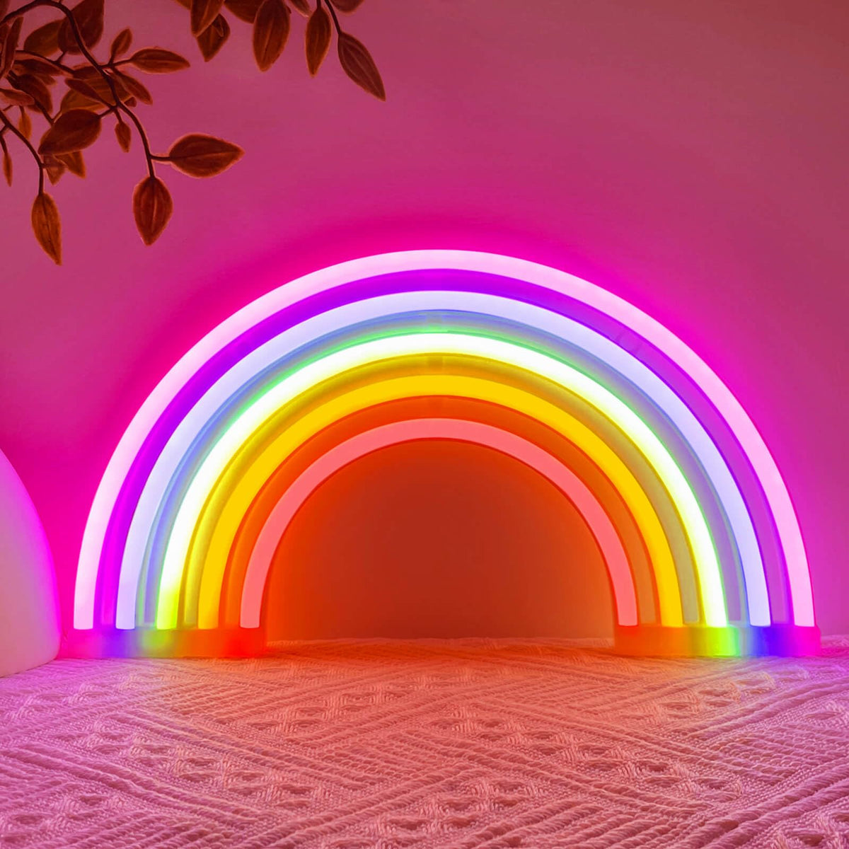 HOHOSIGN Rainbow Neon Sign Led Lights Rainbow Wall Decor Room Decor For Girls, USB/Battery Operated Lamp Kids Classroom Neon Light Decorations For Night Bedroom Office Christmas