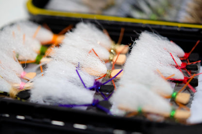 40 Premium Hand Tied Fly Fishing Flies Assortment | Marabou Muddler Minnow and Stimulator Rubber Legs, Chubby Chernobyl Ant | Dry, Wet, Nymphs, Streamers, Hopper, Terrestrials