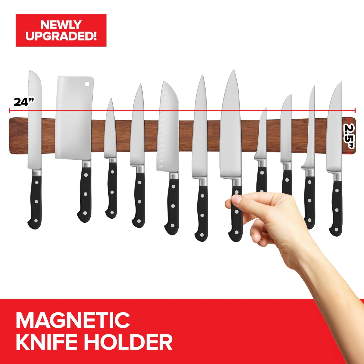 Modern Innovations 12 Inch Stainless Steel Magnetic Knife Bar with Multipurpose Use as Knife Holder, Knife Rack, Knife Strip, Kitchen Utensil Holder, Tool Holder, Art Supply Organizer, Home Organizer