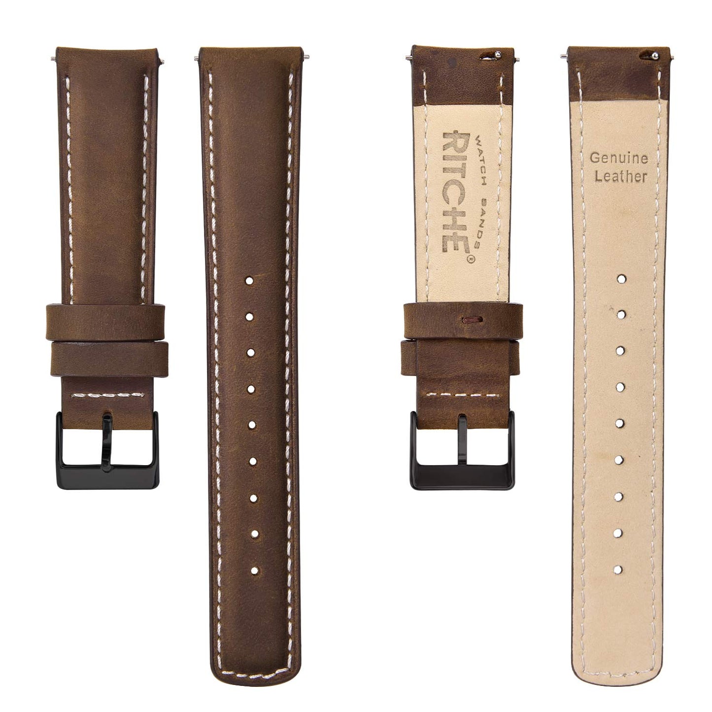 Ritche Quick Release Leather Watch Bands Genuine Watch Straps for Men Women Top Grain Leather, Father's Day gifts