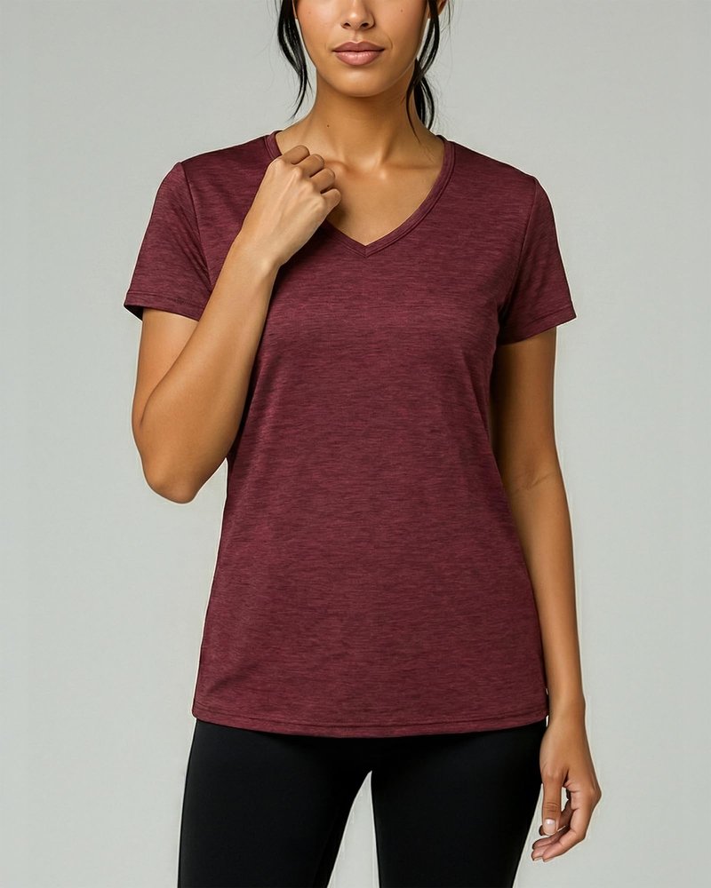 Real Essentials 5 Pack: Women's Dry-Fit Short Sleeve V Neck T Shirt Workout Fitness Yoga Top Tee, Set 2, XXL