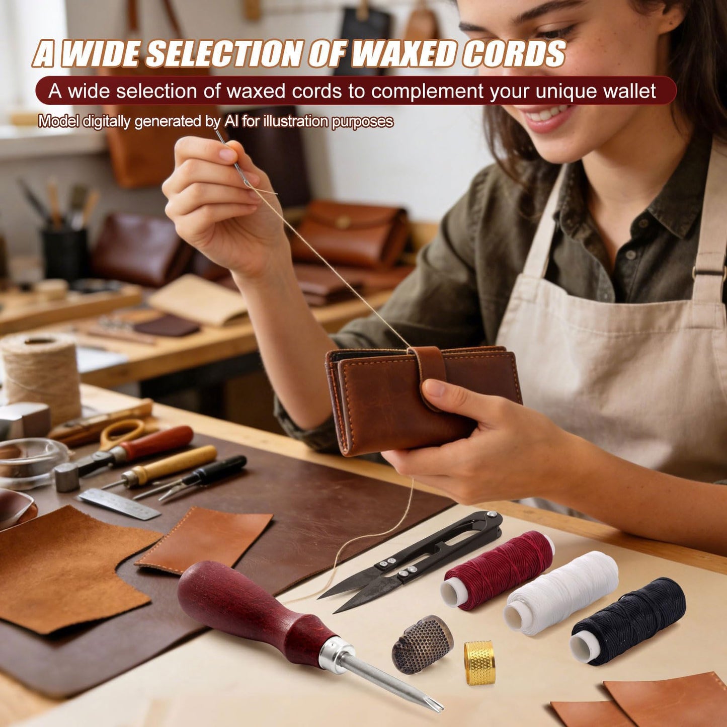 Leather Working Kit with Cowhide and Paint Set