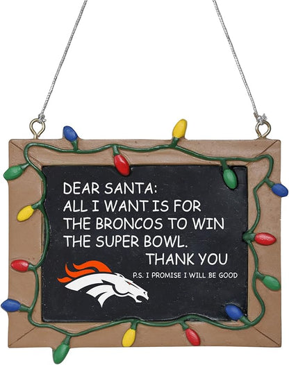 NFL Resin Holiday Christmas Chalkboard Sign Ornament