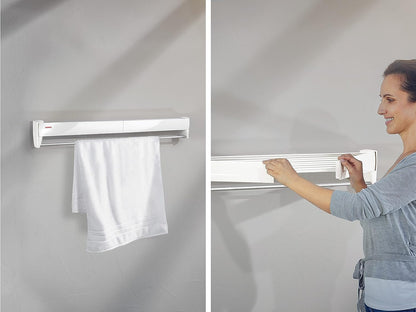 Leifheit Telegant Wall Dryer, Foldable Outdoor and Indoor Drying Rack, Wall Mounted Clothesline, Space Saving Laundry Drier for Clothes, Towels (Colour: White) 3.6 m 83201-6