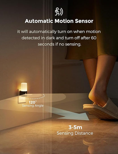 L LOHAS LED Motion Sensor Night Light, [2 Pack] Motion Activated Night Light Plug into Wall, Dimmable 100LM, Soft White 3000K, Motion Sensor Light Indoor for Hallway Bedroom Stairway Bathroom Elderly