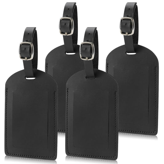 Ringsun Genuine Leather Luggage Tag for Suitcases ID Tags Bag Tags for Luggage (4 Pack)