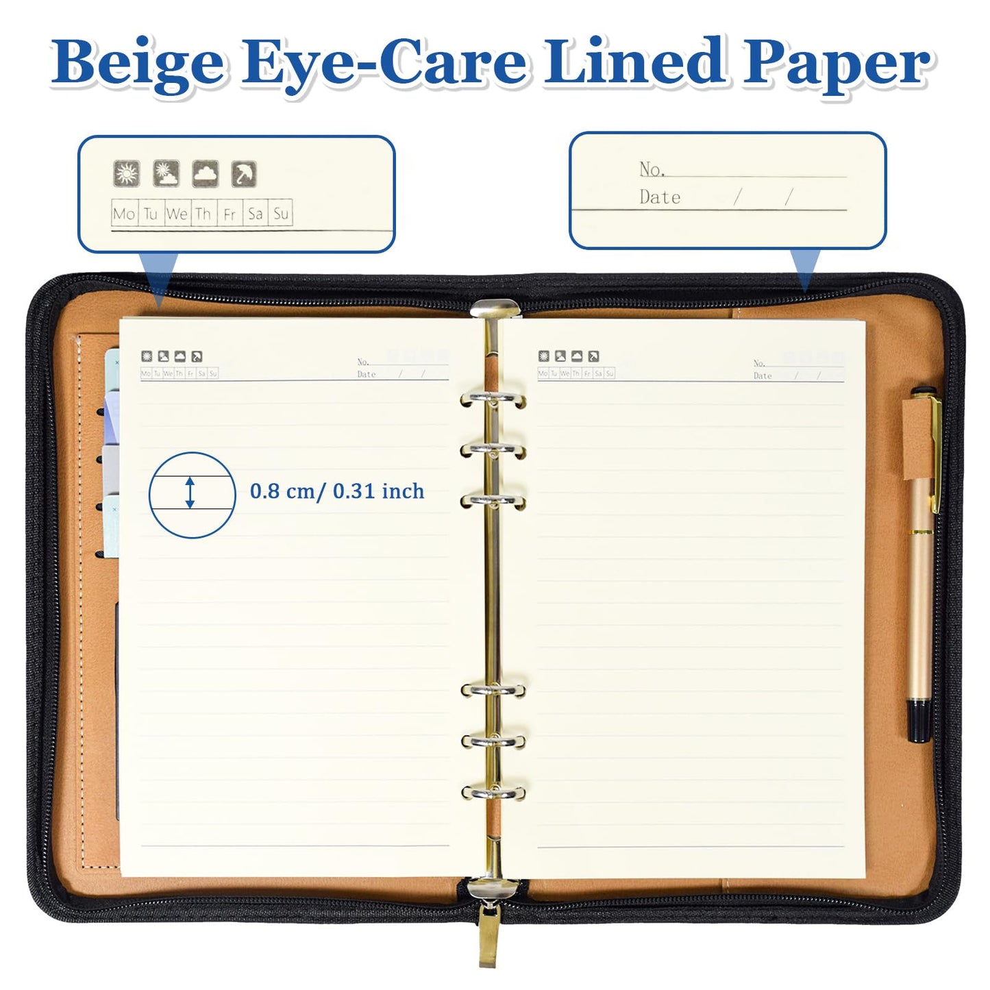 SAYEEC Executive Conference Folder A5 Zipped Portfolio Binder Faux Leather Padfolio Refillable Business Notebook Organizer with Calculator Loose Leaf Paper Gift for Man Women