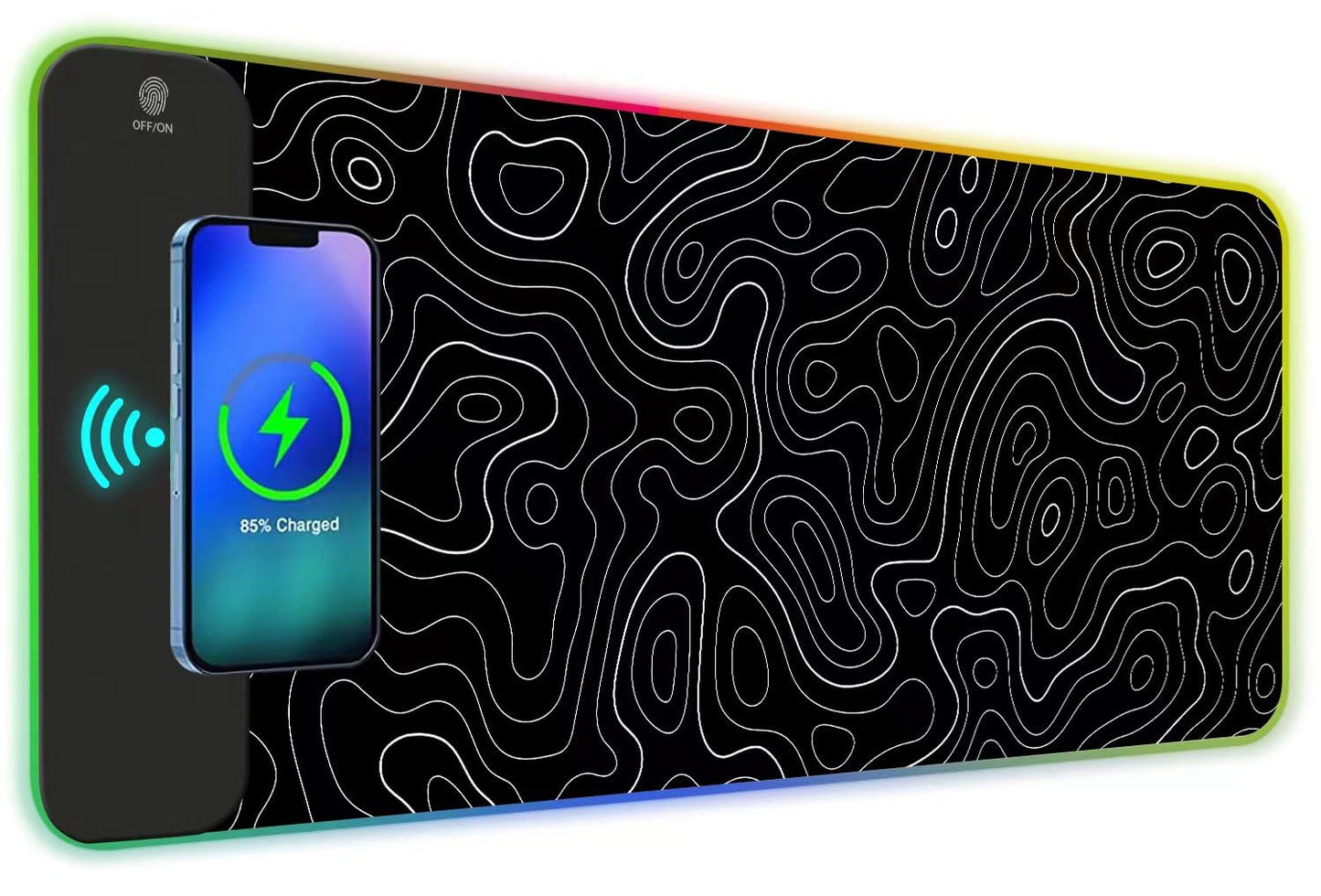 ToLuLu RGB Gaming Wireless Charging Mouse Pad, 5/7.5/10/15W 10 Light Modes LED Mouse Pad Computer Keyboard Mat Mousepad, 800x300x4MM Extended Large Desk Mat for Gaming, MacBook, Laptop, PC, Galaxy