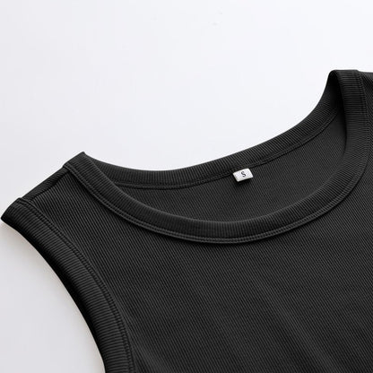 ANRABESS Womens Sleeveless High Neck Tank Tops Fashion Summer Casual Basic Slim Fit Ribbed Racerback Top Shirt Clothes Black-XXL