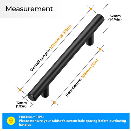 Ravinte 30 Pack 4 inch Hole Center Black Cabinet Pulls Kitchen Cabinet Handles 6-3/8" Overall Length Matte Black Hardware for Cabinet