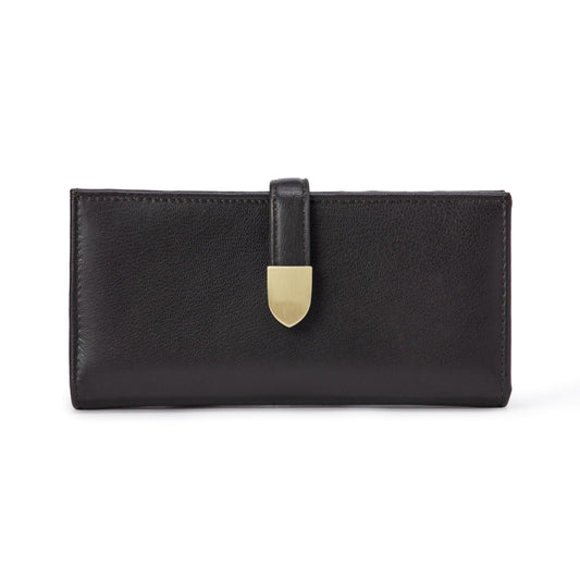 Amazon Essentials Women's Leather Clutch Wallet, Dark Brown, One Size