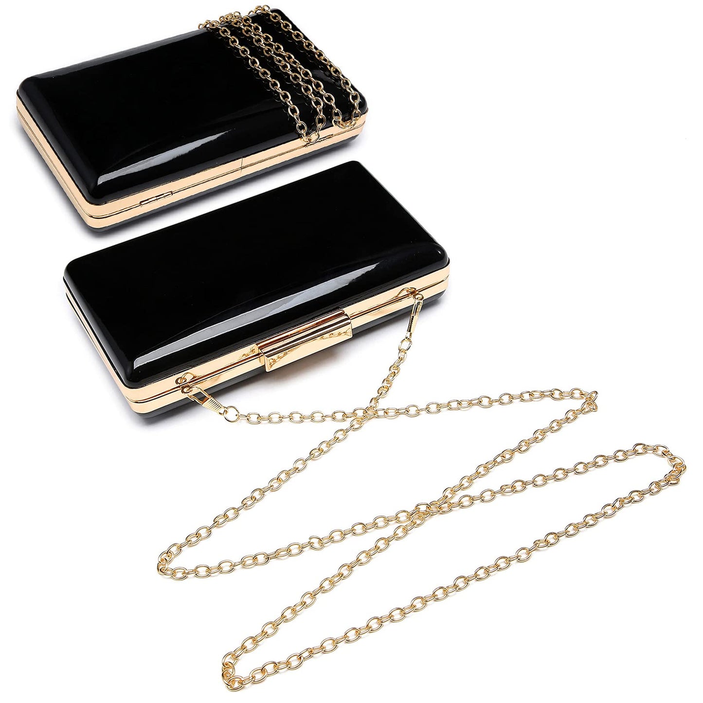 Dasein Women Evening Purses Clutch Bags Formal Party Clutches Wedding Purses Cocktail Prom Handbags (Patent Leather Black)