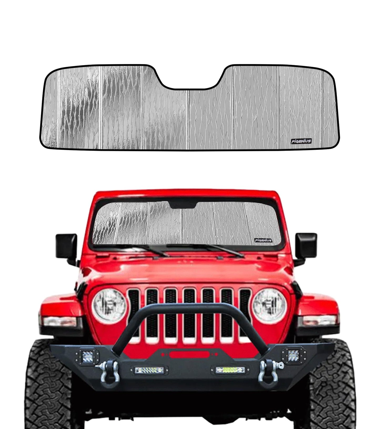 Pigenius Windshield Sun Shade for Jeep Wrangler JL 2018-2025, Gladiator 2020-2025 Front Window Sunshade - AstraGuard
