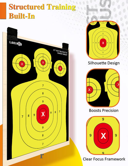 17x25 Inch Silhouette Shooting Target Paper-High-Visibility Reactive Target for Indoor & Outdoor Range, Ideal for Handgun, Rifle & Airgun Practice