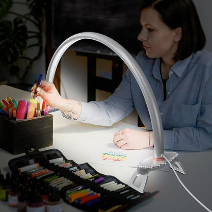 Large Half Moon Desk Lamp,24" Arch Light for Nail Techs, Brightness Adjustable,Suitable for Nail Beauty Crafts Sculpture Salon&HomeLighti