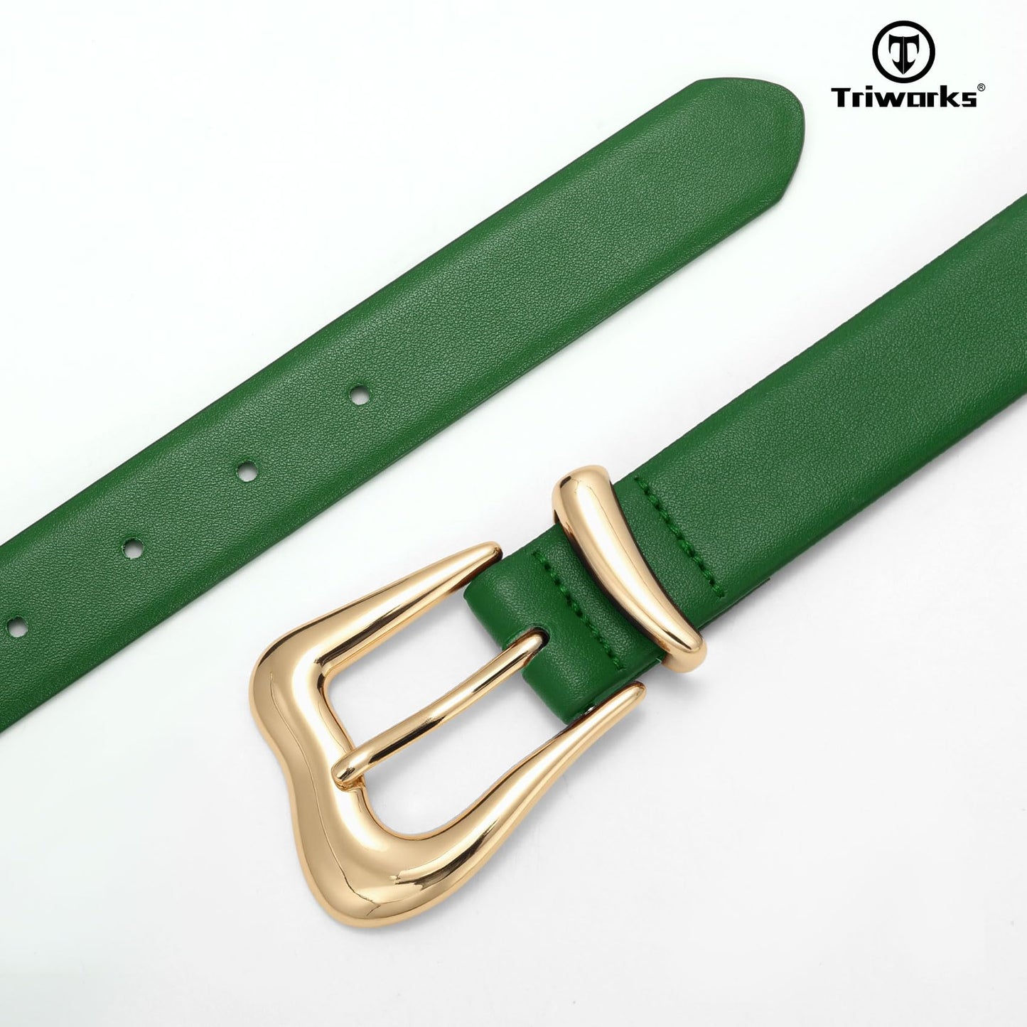 TRIWORKS Women's Belts for Jeans Pants Gold Buckle Fashion Waist Belts for Ladies Leather Belts