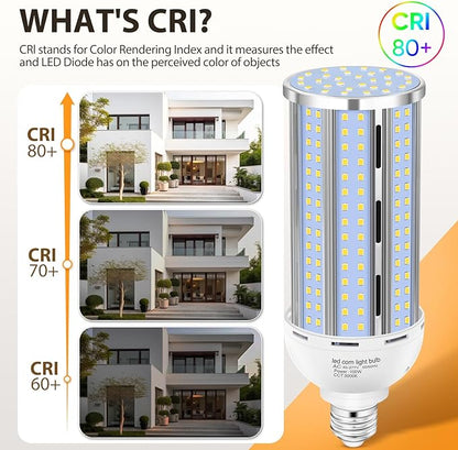 4 Pack 100W Corn LED Light Bulb Fanless,5000K Daylight(1000 Watt Equivalent) E26/E39 Large Mogul Base LED Cob Lamp 15,800LM for Outdoor Indoor Garage Warehouse Factory Workshop Street Backyard